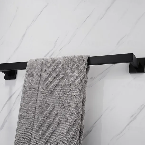 Bath Towel Bar,SUS304 Stainless Steel Towel Rack for Bathroom,Bathroom Accessories Towel Rod Heavy Duty Wall Mounted Towel Holder (Matte Black)