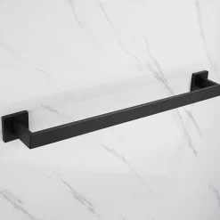 Bath Towel Bar,SUS304 Stainless Steel Towel Rack for Bathroom,Bathroom Accessories Towel Rod Heavy Duty Wall Mounted Towel Holder (Matte Black)