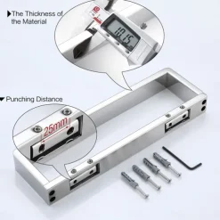 Bathroom Accessory Set 304 Stainless Steel 3-Piece Towel Rack Towel Ring Toilet Paper RackBright Silvery