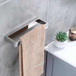 Bathroom Accessory Set 304 Stainless Steel 3-Piece Towel Rack Towel Ring Toilet Paper RackBright Silvery