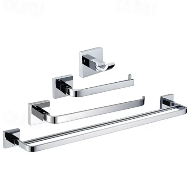 Bathroom Accessory Set Contemporary Brass 4pcs - Hotel bath Toilet Paper Holders / Robe Hook / tower bar Wall Mounted