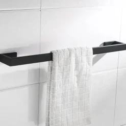Bathroom Accessory Set Include Towel Bar / Toilet Paper Holder and Robe Hook New Design Stainless Steel Material Wall Mounted Matte Black 4pcs