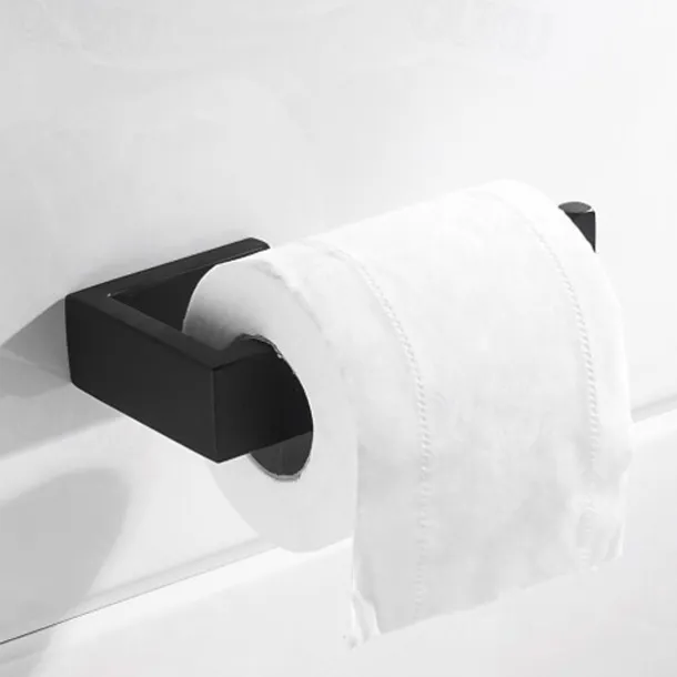 Bathroom Accessory Set Include Towel Bar / Toilet Paper Holder and Robe Hook New Design Stainless Steel Material Wall Mounted Matte Black 4pcs
