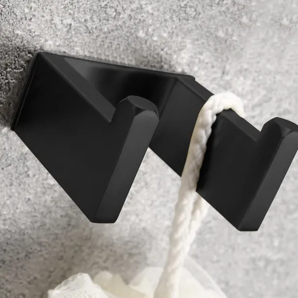 Bathroom Accessory Set, Self-adhesive Matte Black Stainless Steel Hardware Include Robe Hook, Towel Bar, Towel Holder, Toilet Paper Holder,for Home and Hotel