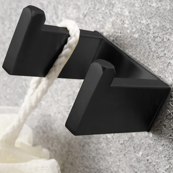 Bathroom Accessory Set, Self-adhesive Matte Black Stainless Steel Hardware Include Robe Hook, Towel Bar, Towel Holder, Toilet Paper Holder,for Home and Hotel