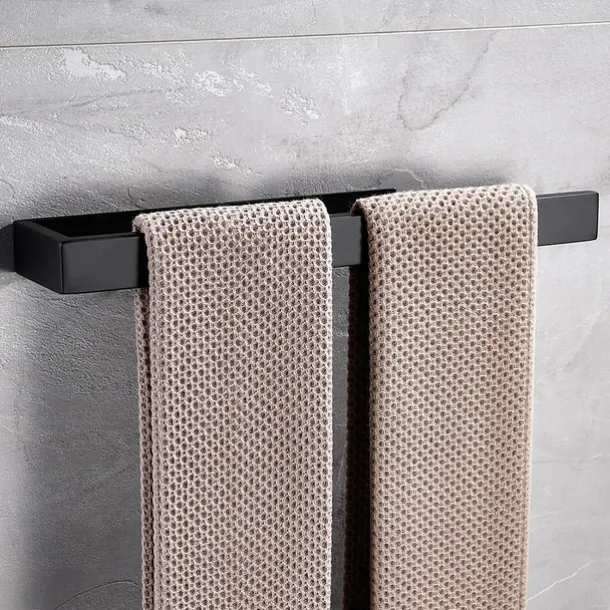 Bathroom Accessory Set, Self-adhesive Matte Black Stainless Steel Hardware Include Robe Hook, Towel Bar, Towel Holder, Toilet Paper Holder,for Home and Hotel