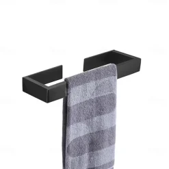 Bathroom Accessory Set, Self-adhesive Matte Black Stainless Steel Hardware Include Robe Hook, Towel Bar, Towel Holder, Toilet Paper Holder,for Home and Hotel