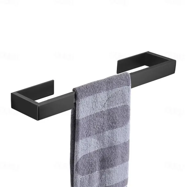 Bathroom Accessory Set, Self-adhesive Matte Black Stainless Steel Hardware Include Robe Hook, Towel Bar, Towel Holder, Toilet Paper Holder,for Home and Hotel