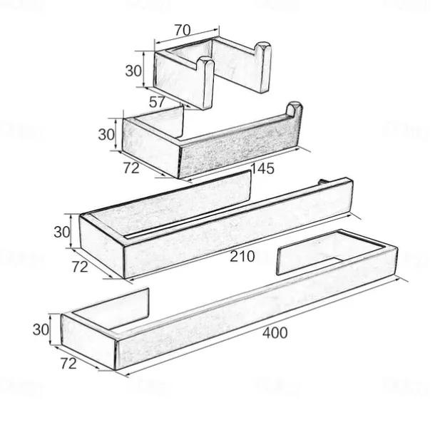 Bathroom Accessory Set, Self-adhesive Matte Black Stainless Steel Hardware Include Robe Hook, Towel Bar, Towel Holder, Toilet Paper Holder,for Home and Hotel