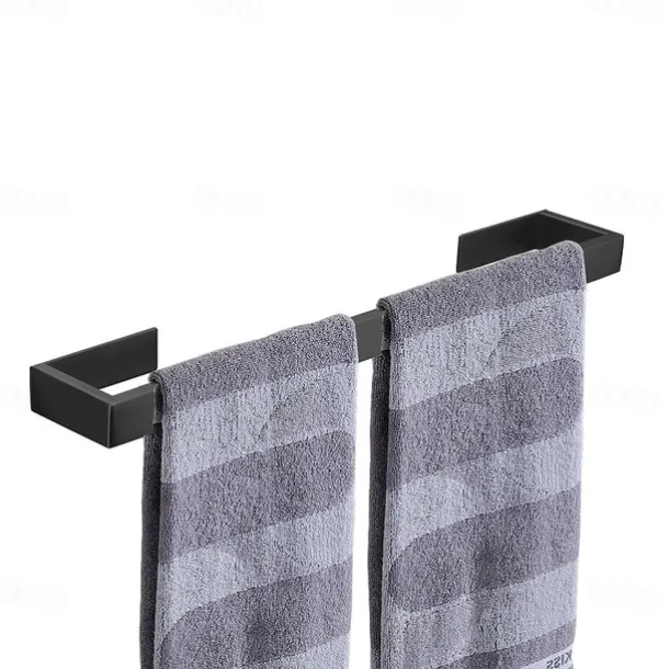 Bathroom Accessory Set, Self-adhesive Matte Black Stainless Steel Hardware Include Robe Hook, Towel Bar, Towel Holder, Toilet Paper Holder,for Home and Hotel