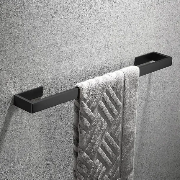 Bathroom Accessory Set, Self-adhesive Matte Black Stainless Steel Hardware Include Robe Hook, Towel Bar, Towel Holder, Toilet Paper Holder,for Home and Hotel