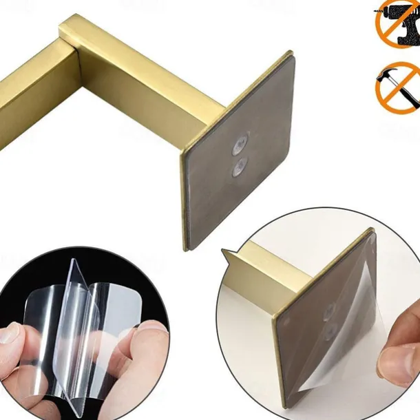 Bathroom Accessory Set Stainless Steel New Design Include Toilet Paper Holder and Robe Hooks Self-adhesive Wall Mounted 1 set