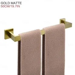 Bathroom Accessory Set Stainless Steel Include Single Towel Bar Toilet Paper Holder Robe Hook and Towel Shelf Wall Mounted Golden 1 or 3 or 4 pcs