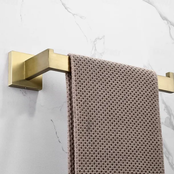 Bathroom Accessory Set Stainless Steel Include Single Towel Bar Toilet Paper Holder Robe Hook and Towel Shelf Wall Mounted Golden 1 or 3 or 4 pcs