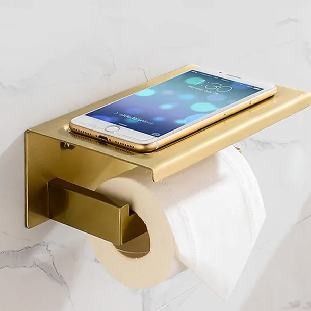 Bathroom Accessory Set Stainless Steel Include Single Towel Bar Toilet Paper Holder Robe Hook and Towel Shelf Wall Mounted Golden 1 or 3 or 4 pcs