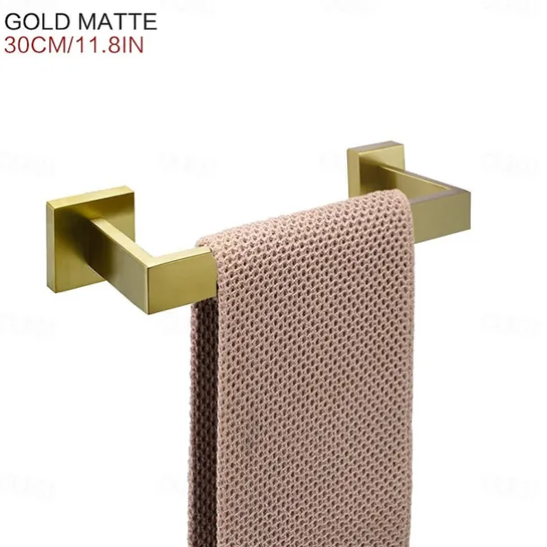 Bathroom Accessory Set Stainless Steel Include Single Towel Bar Toilet Paper Holder Robe Hook and Towel Shelf Wall Mounted Golden 1 or 3 or 4 pcs