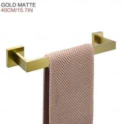 Bathroom Accessory Set Stainless Steel Include Single Towel Bar Toilet Paper Holder Robe Hook and Towel Shelf Wall Mounted Golden 1 or 3 or 4 pcs