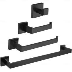 Bathroom Accessory Set Stainless Steel Include Towel Bar/Robe Hook/Toilet Paper Holder/Bathroom Tower Rack Matte Black 1or3or4pcs