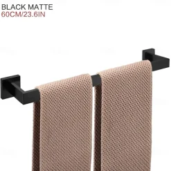 Bathroom Accessory Set Stainless Steel Include Towel Bar/Robe Hook/Toilet Paper Holder/Bathroom Tower Rack Matte Black 1or3or4pcs