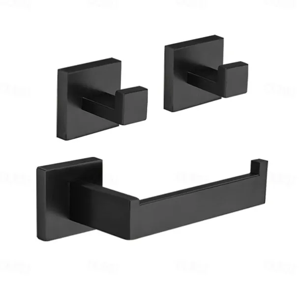 Bathroom Accessory Set Stainless Steel Include Towel Bar/Robe Hook/Toilet Paper Holder/Bathroom Tower Rack Matte Black 1or3or4pcs