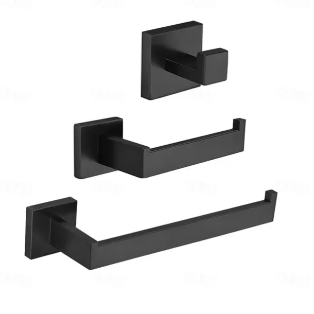 Bathroom Accessory Set Stainless Steel Include Towel Bar/Robe Hook/Toilet Paper Holder/Bathroom Tower Rack Matte Black 1or3or4pcs
