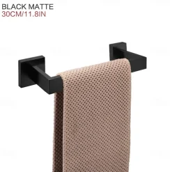 Bathroom Accessory Set Stainless Steel Include Towel Bar/Robe Hook/Toilet Paper Holder/Bathroom Tower Rack Matte Black 1or3or4pcs
