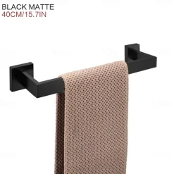 Bathroom Accessory Set Stainless Steel Include Towel Bar/Robe Hook/Toilet Paper Holder/Bathroom Tower Rack Matte Black 1or3or4pcs