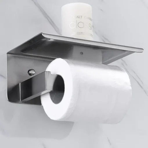 Bathroom Accessory Set Wall Mounted Brushed Stainless Steel Include Robe Hook Towel Bar Toilet Paper Holder with Mobile Phone Storage Shelf Towel Holder and Roll Paper Shelf 1or 3pcs