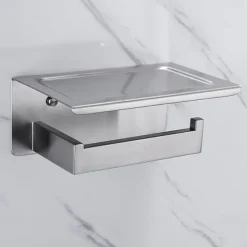 Bathroom Accessory Set Wall Mounted Brushed Stainless Steel Include Robe Hook Towel Bar Toilet Paper Holder with Mobile Phone Storage Shelf Towel Holder and Roll Paper Shelf 1or 3pcs