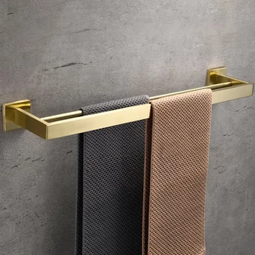 Bathroom Accessory Set,Brushed Golden Stainless Steel Wall Mounted Hardware Sets,Includeing 2 Robe Hooks, 1 Toilet Paper Holder,1 Towel Bar