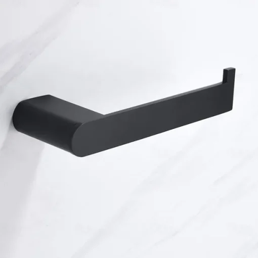 Bathroom Accessory Stainless Steel Include Robe Hook, Towel Bar, Towel Holder, Toilet Paper Holder with Shelf for Phone and Wash Supplies, Matte Black Bathroom