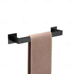 Bathroom Accessory Toilet Paper Holder / Robe Hook and Single Towel Rod New Design Self-adhesive Stainless Steel Wall Mounted Matte Black