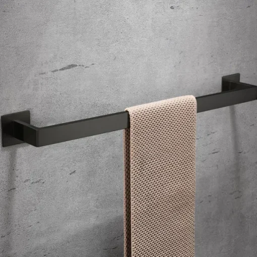 Bathroom Accessory Toilet Paper Holder / Robe Hook and Single Towel Rod New Design Self-adhesive Stainless Steel Wall Mounted Matte Black