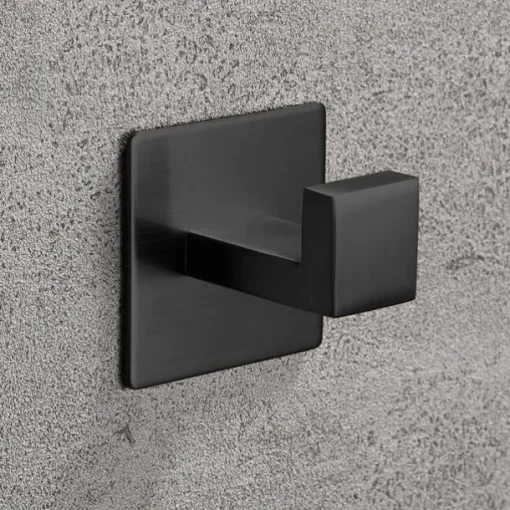 Bathroom Accessory Toilet Paper Holder / Robe Hook and Single Towel Rod New Design Self-adhesive Stainless Steel Wall Mounted Matte Black