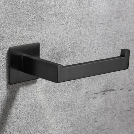 Bathroom Accessory Toilet Paper Holder / Robe Hook and Single Towel Rod New Design Self-adhesive Stainless Steel Wall Mounted Matte Black