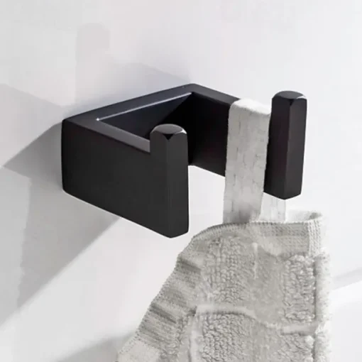 Bathroom Accessory Toilet Paper Holder / Robe Hook and Bathroom Single Towel Rod New Design Stainless Steel Wall Mounted Matte Black