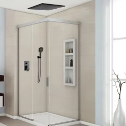 Bathroom Ceiling Mounted Shower Faucet Set, High Flow Rain Shower Concealed Shower System with Multi Function Handheld Shower, Hot and Cold Water Switch Included