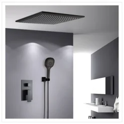 Bathroom Ceiling Mounted Shower Faucet Set, High Flow Rain Shower Concealed Shower System with Multi Function Handheld Shower, Hot and Cold Water Switch Included