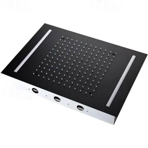 Bathroom Ceiling Mounted Shower Faucet, High Flow Stainless Steel 50 X 36 cm Rectangular Rain Shower Faucet, Concealed Pressure Balance Shower Head Complete with LED