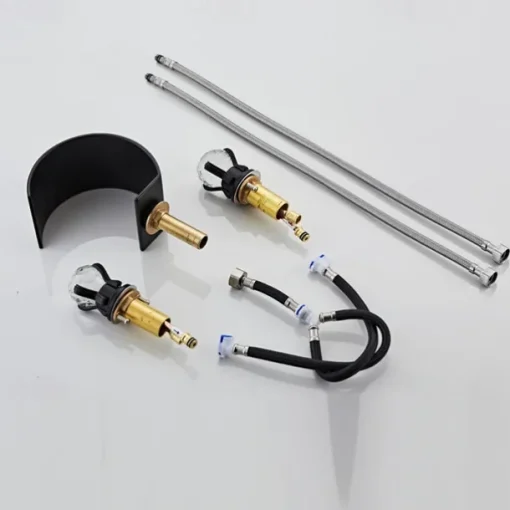 Bathroom Faucet 3 Hole Dual Crystal Knobs Widespread 3 Holes Vanity Basin Mixer Tap Bathtub Filler Faucet Waterfall Faucet for Bathroom(Golden/Black/Chrome)
