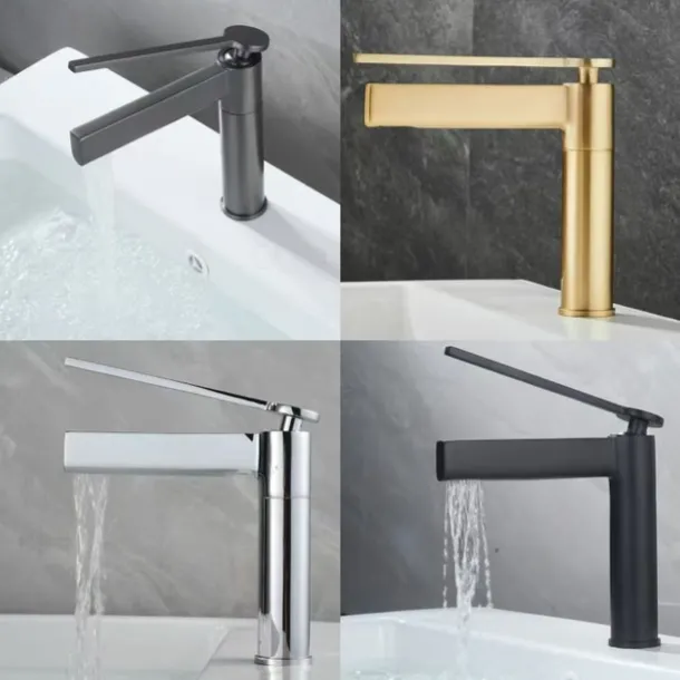 Bathroom Faucet Brass Brushed Gold Basin Faucet Mixer Tap Wash Basin Faucet Single Handle Hot Cold Lavotory Faucet