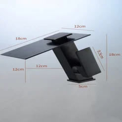 Bathroom Faucet LED Waterfall Spout 3 Color Changes with Temperature, Sink Mixer Mono Basin Taps, Single Handle One Hole Brass Washroom Vessel Tap Deck Mounted