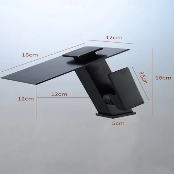 Bathroom Faucet LED Waterfall Spout 3 Color Changes with Temperature, Sink Mixer Mono Basin Taps, Single Handle One Hole Brass Washroom Vessel Tap Deck Mounted