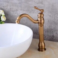 Bathroom Faucet Set,Antique Brass Single Handle One Hole Bath Taps with Drain