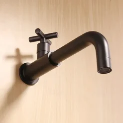 Bathroom Faucet Single Handle Matte Black Wall Installation One Hole Standard Spout Zinc Alloy Bathroom Faucet with Cold Water Only