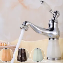 Bathroom Faucet Sink Mixer Basin Taps Short/Tall, Single Ceramic Handle Vessel Taps with Cold and Hot Hose for Washroom Bath