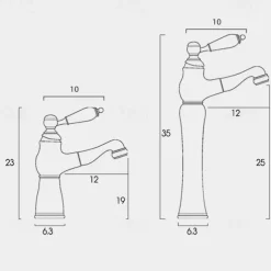 Bathroom Faucet Sink Mixer Basin Taps Short/Tall, Single Ceramic Handle Vessel Taps with Cold and Hot Hose for Washroom Bath