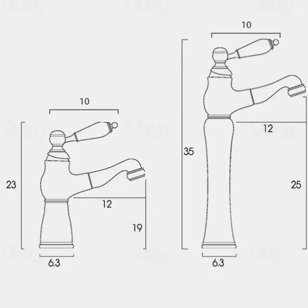 Bathroom Faucet Sink Mixer Basin Taps Short/Tall, Single Ceramic Handle Vessel Taps with Cold and Hot Hose for Washroom Bath