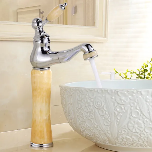 Bathroom Faucet Sink Mixer Basin Taps Short/Tall, Single Ceramic Handle Vessel Taps with Cold and Hot Hose for Washroom Bath