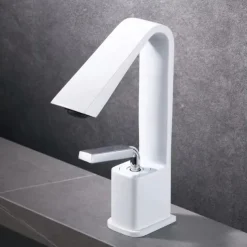 Bathroom Faucet Sink Mixer Basin Taps with Pop Up Drain, Monobloc Single Handle Washroom Vessel Tap with Cold and Hot Hose